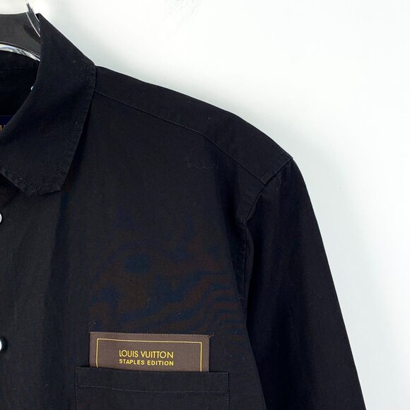 Louis Vuitton Black Cotton Long-Sleeved Single-Breasted Shirt With Pocket Logo L - Picture 7 of 8